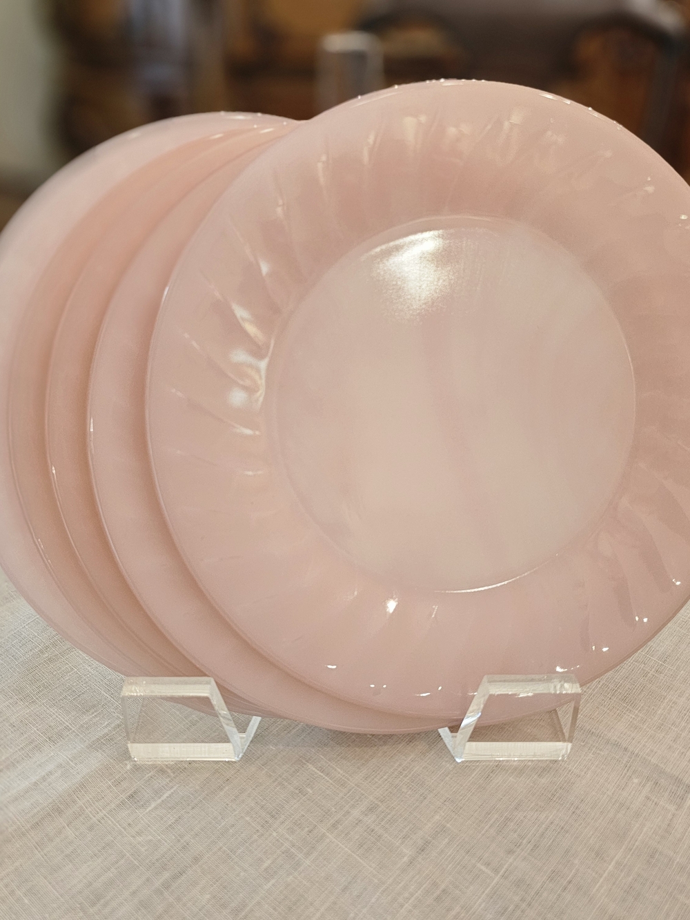 Set of 5 Vintage 50's Fire-King Pink Swirl Salad Plate 7.75"
